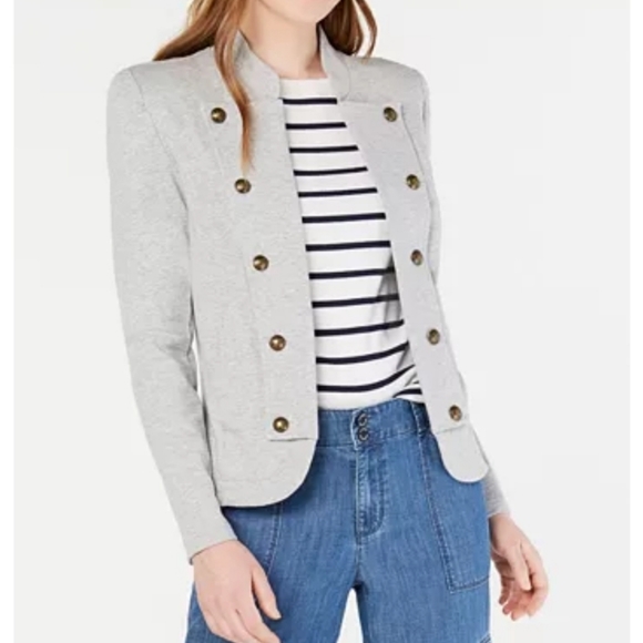 Off White Jacket with Silver Buttons Size Large - Picture 1 of 7